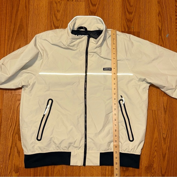 Lands End Mens L 42-44 Squall Classic Light Weight Cream Waterproof Nylon Jacket - Picture 12 of 12
